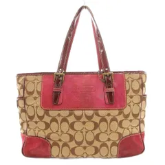 コーチ COACH 1443 シグネチャースモールギャラリートート ハンドバッグ 肩掛け キャンバス スエード ベージュ ボルドー /GV