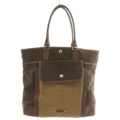 イタリヤ 伊太利屋 トートバッグ キャンバス レザー ロゴ 茶色 ブラウン /XZ ■GY11