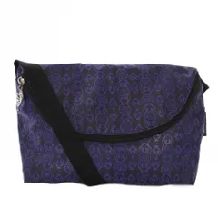 アナスイ ANNA SUI ショルダーバッグ PVC レザー 花柄 総柄 紫 パープル 黒 ブラック /XZ ■GY11