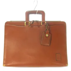 ダックス DAKS ブリーフケース ビジネスバッグ レザー 革 ロゴ型押し IDチャーム 茶 ブラウン /CK2 ■GY11