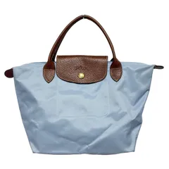 LONGCHAMP(ロンシャン) ハンドバッグ ル・プリアージュオリジナル ライトブルー×ブラウン 折りたたみ レザー