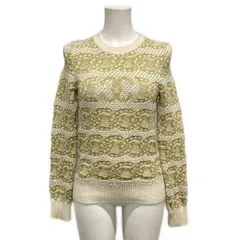 CHANEL(シャネル) 長袖セーター サイズ34 S レディース - P63133 アイボリー×ゴールド クルーネック/カシミヤ混 コットン、カシミヤ