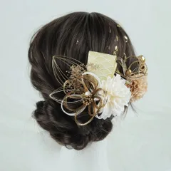 髪飾り 水引 花 和風 着物 振袖  卒業シーズン 成人式 へアクセサリー セットゴールドP_4