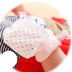 赤ちゃん 引っかき 防止 ベビーミトン 夏 通気性抜群 メッシュ ベビーグローブ キッズピンクP_4