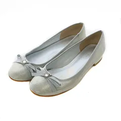 ダイアナ DIANA ×ディズニープリンセス パンプス フラットシューズ バレエ ラウンドトゥ ラメ 22.5cm 水色 ライトブルー /RI ■OS