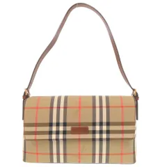 新品同様 バーバリー ヴィンテージ チェック シャドーホース キャンバス レザー ベージュ ブラウン ワンショルダーバッグ ショルダーバッグ 1213 BURBERRY