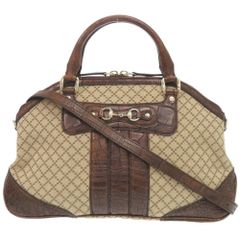 美品 GUCCI GGランニング トートバッグ パイソン ヌバック ブラウン