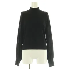 クイーンズコート QUEENS COURT フェイクパール ニット セーター 長袖 ハイネック ボリュームスリーブ 2 ブラック /MY ■OS