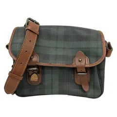POLObyRalphLauren(ポロラルフローレン) ショルダーバッグ - グリーン×ブラウン チェック柄 レザー