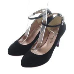 銀座かねまつ GINZA Kanematsu パンプス ラウンドトゥ ハイヒール スエード ストラップ 23cm 黒 ブラック 紫 /RI ■OS