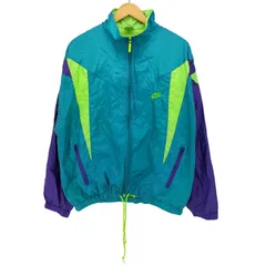 ナイキ NIKE 90S 銀タグ スウッシュ 刺繍 マルチカラー ナイロン ジップアップ ジャケット レディース import：M 