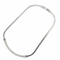 スワロフスキー SWAROVSKI クリアストーンネックレス クリスタル チョーカー 喜平 シルバーカラー /KW ■GY18