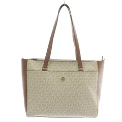 マイケルコース MICHAEL KORS MAISIE ラージ トートバッグ PVC レザー MKシグネチャー 総柄 ロゴ 白 ホワイト 茶色 ブラウン 35T1G5MT7B /XZ ■GY18