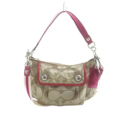 コーチ COACH ポピー シグネチャー F13833 ハンド ショルダーバッグ 2WAY キャンバス レザー ロゴ ベージュ ■GY18 /MQ