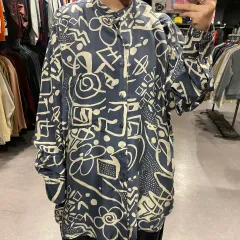 (180) SILK UOMO ヴィンテージ ボヘミアン エスニック ルーズフィット シルクシャツ