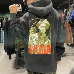 (202) VTG ヴィンテージ バックプリント POINT ロゴ オーバーサイズ Tシャツ ツーウェイ フーディー ジップアップ