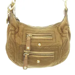 トッズ TOD'S ショルダーバッグ ナイロン レザー 革 ロゴチャーム 茶 ブラウン /AO11 ■GY11