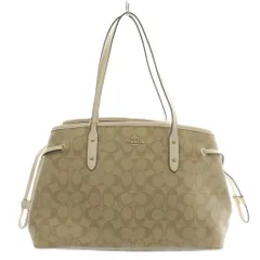 コーチ COACH トートバッグ ハンド PVC レザー シグネチャー 総柄 ロゴ ゴールド金具 ベージュ 白 ホワイト F57842 /XZ ■GY18