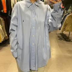 (289) POLO ポロラルフローレン ヴィンテージ 刺繍ロゴ シャツ スカイブルー