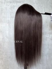 新品】人毛100%フルウィッグ｜ブラウンハイライト｜自然なもみあげ