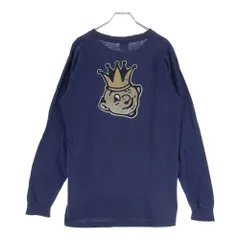 STUSSY (ステューシー) 80S VINTAGE 黒タグ クラウン 両面プリント 長袖Tシャツ カットソー ネイビー