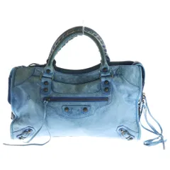 BALENCIAGA (バレンシアガ) ザ・シティ 2wayハンドバッグ トートバッグ ショルダーバッグ ライトブルー レザー 115748 ゴールド金具