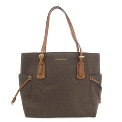 マイケルコース MICHAEL KORS ボイジャー VOYAGER MKシグネチャー ハンドバッグ トートバッグ 肩掛け 総柄 PVC レザー 茶 ブラウン /GV ■GY18