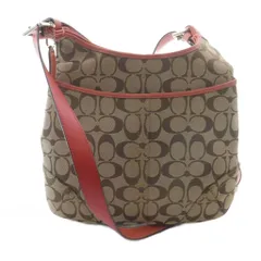 コーチ COACH F12992 シグネチャー ショルダーバッグ キャンバス レザー 茶色 ブラウン ピンク /SR ■GY17