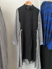 ブラック ギンガムチェック ユニークな シフォン ONE PIECE