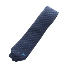 バーバリーブラックレーベル BURBERRY BLACK LABEL ネクタイ タグ付き ナロータイ 絹 シルク 総柄 ロゴ 紺 ネイビー ■GY11 /MQ