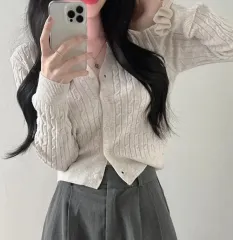 ハーフケーブル ウール カーディガン