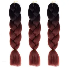 エクステ 編み込み 3本セット コーンロウ ブレイズ ヒップホップ ダンス ブラックヘアヘアエクステ (#24)
