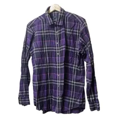 Burberry LONDON(バーバリーロンドン) 長袖シャツ サイズL メンズ - パープル×黒×マルチ チェック柄