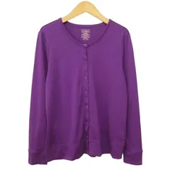 エルエルビーン L.L.BEAN カーディガン カットソー クルーネック 綿 コットン S 紫 パープル