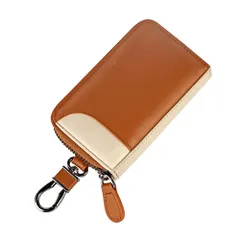 【新着商品】スマートキー 車キーケース カードキーケース 6連 2つ外側ポケット カード入れ 本革 カラビナ付き メンズ 大容量 キーケース プレゼント [MBOYU]