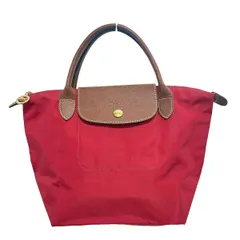 LONGCHAMP(ロンシャン) ハンドバッグ ル・プリアージュオリジナル レッド×ダークブラウン 折りたたみ レザー