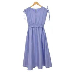 トッコ TOCCO ワンピース ノースリーブ ロング フレア リボン M 水色 ライトブルー ■FY