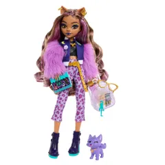 Monster High Clawdeen Wolf Doll ペット 犬 三日月 バックパック、プランナー、スナックなどのアクセサリー付き, HRP65 