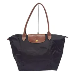 LONGCHAMP(ロンシャン) ショルダーバッグ ル・プリアージュオリジナル 黒×ダークブラウン 折りたたみ レザー