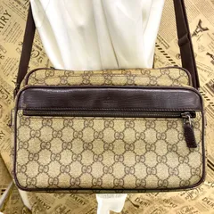 グッチ ショルダーバッグ サコッシュ GGキャンバス 茶 GA114