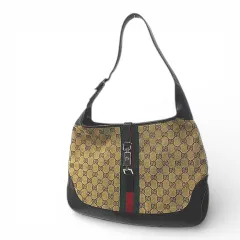 グッチ GUCCI 001 3346 001998 シェリーライン ジャッキー GGキャンバス レザー ワンショルダーバッグ ブラウン系 イタリア製