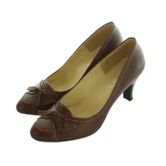 ダイアナ DIANA WELL FIT パンプス ステッチ リボン 22.0cm ブラウン 茶色 /MI ■OS