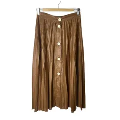 ザラ ZARA フロントボタンスカート プリーツスカート スカート S ブラウン■FY