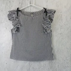 肩フリルブラウス トップス ギンガムチェック カットソー トップス レディース □〇