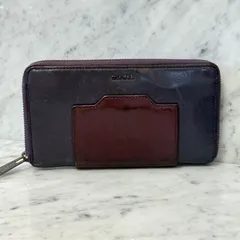 OLD DIESEL ディーゼル 本革 レザー パープル 紫 ラウンドファスナー ジップ メタルロゴ