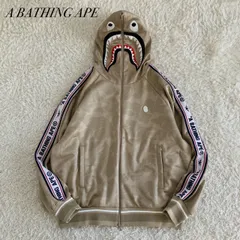 未使用！A BATHING APE アベイシングエイプ　フルジップパーカー　カモフラ　シャーク　ダブルジップ　金具ロゴ　ベージュ　サイズM