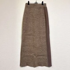 Omekashi 22AW メランジリブラインスカート リブニット セミタイトスカート サイドライン ウォッシャブルニット ベージュ系 FREE