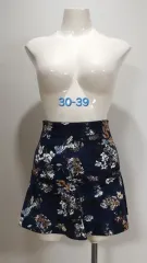 フラワー パータン ネイビー ミニ スカート S