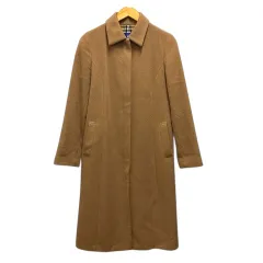 バーバリー ロンドン BURBERRY LONDON ステンカラーコート ウール混 アンゴラ混 裏地ノバチェック 無地 長袖 38 茶 キャメル