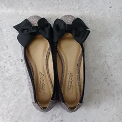 zootie ズーティー ローヒールリボンデザインパンプス バレエシューズ レディース シルバーラメ 発表会 〇□